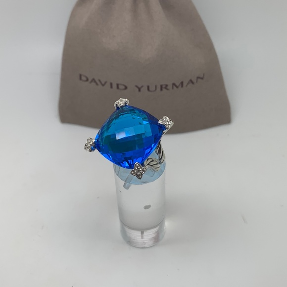 David Yurman Jewelry - David Yurman Blue Topaz Cushion on Point Ring
